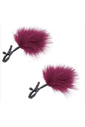 Sex and Mischief Enchanted Feather Nipple Clamps - Burgundy - My Sex Toy Hub