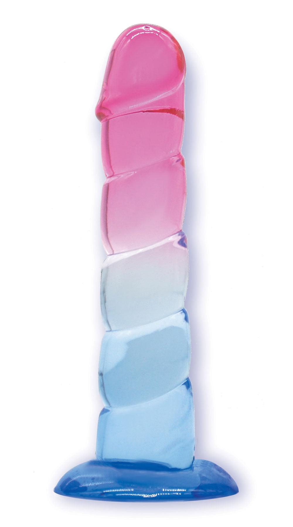 Shades, 7.5" Swirl Jelly Tpr Gradient Dong - Pink and Blue - My Sex Toy Hub