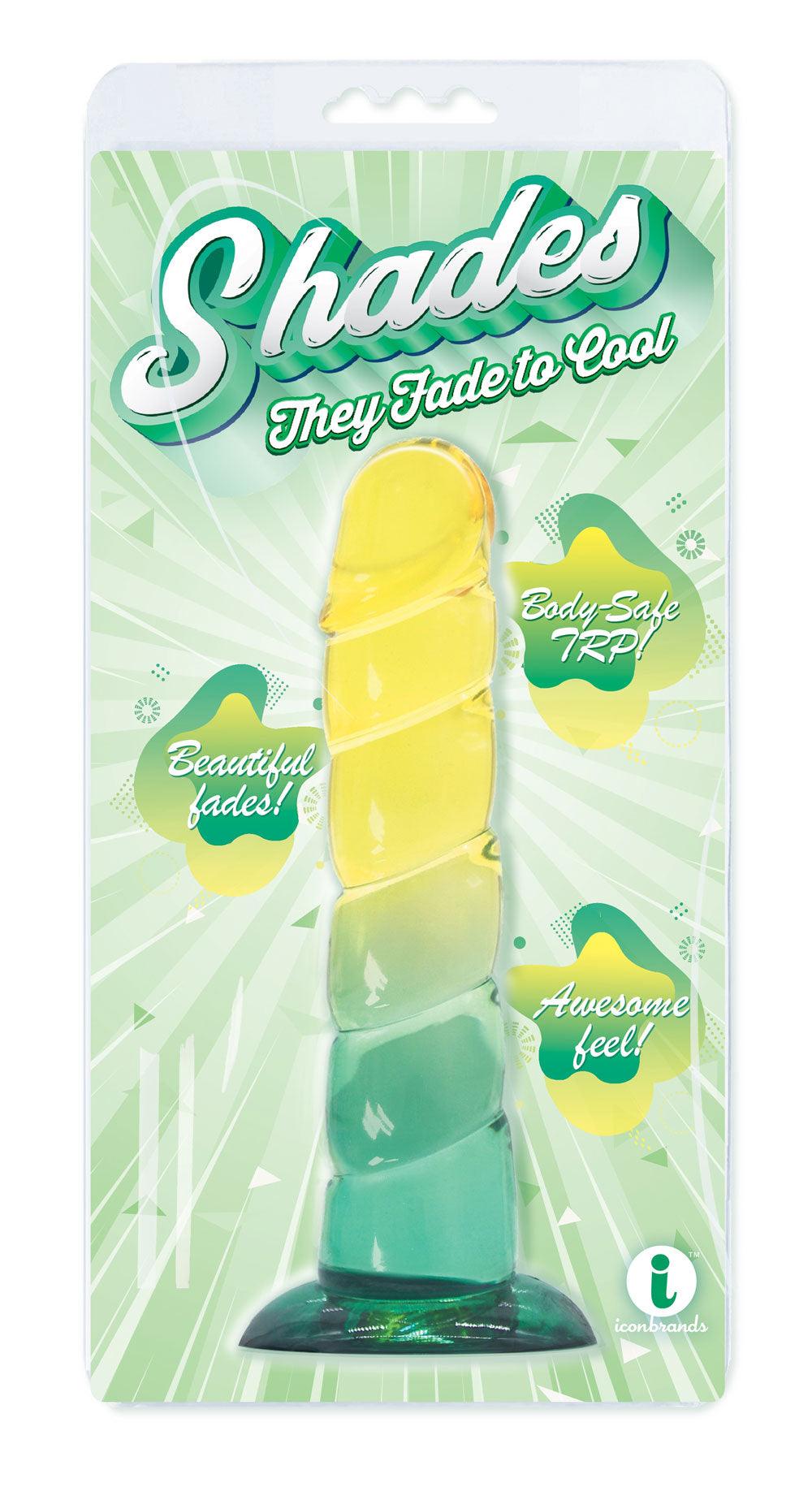 Shades, 7.5" Swirl Jelly Tpr Gradient Dong - Yellow and Mint - My Sex Toy Hub