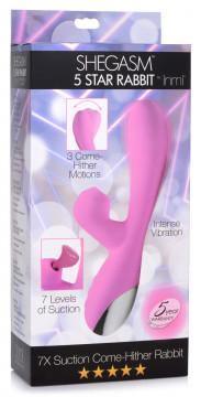 Shegasm 5 Star 7x Suction Come- Hither Silicone Rabbit - Pink - My Sex Toy Hub