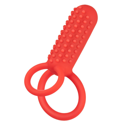 Silicone Rechargeable Vertical Dual Enhancer - Red - My Sex Toy Hub