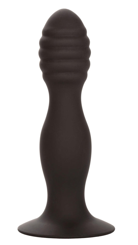 Silicone Ribbed Anal Stud - Black - My Sex Toy Hub