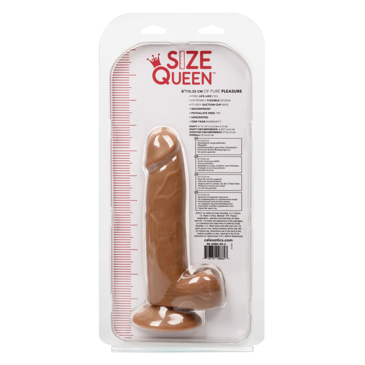 Size Queen 6 inch/15.25 Cm - Brown - My Sex Toy Hub