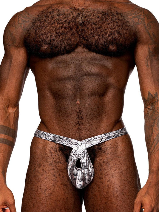 Snaked - Criss Cross Thong - Large/x-Large - Silver/black - My Sex Toy Hub