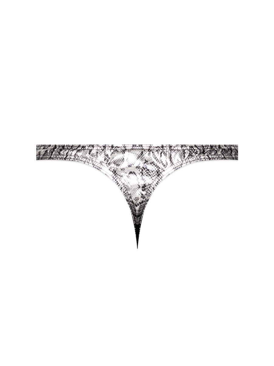 Snaked - Criss Cross Thong - Large/x-Large - Silver/black - My Sex Toy Hub