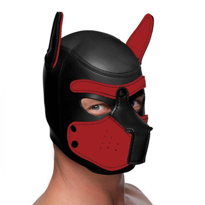 Spike Neoprene Puppy Play Hood - Red - My Sex Toy Hub