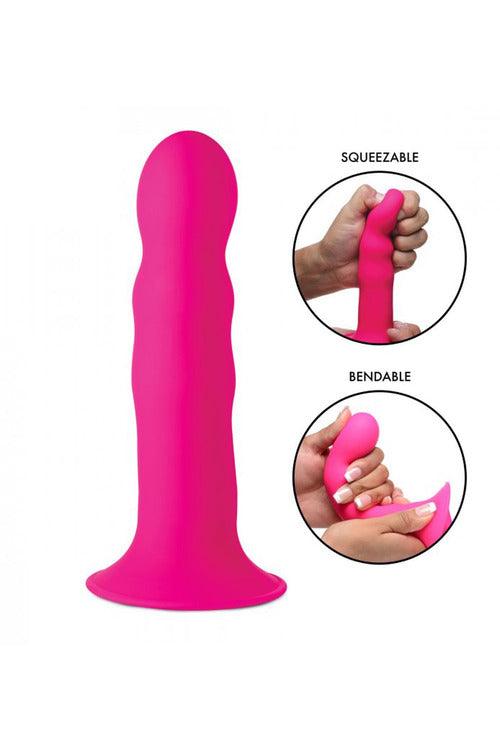 Squeeze It Squeezable Wavy Dildo - Pink - My Sex Toy Hub