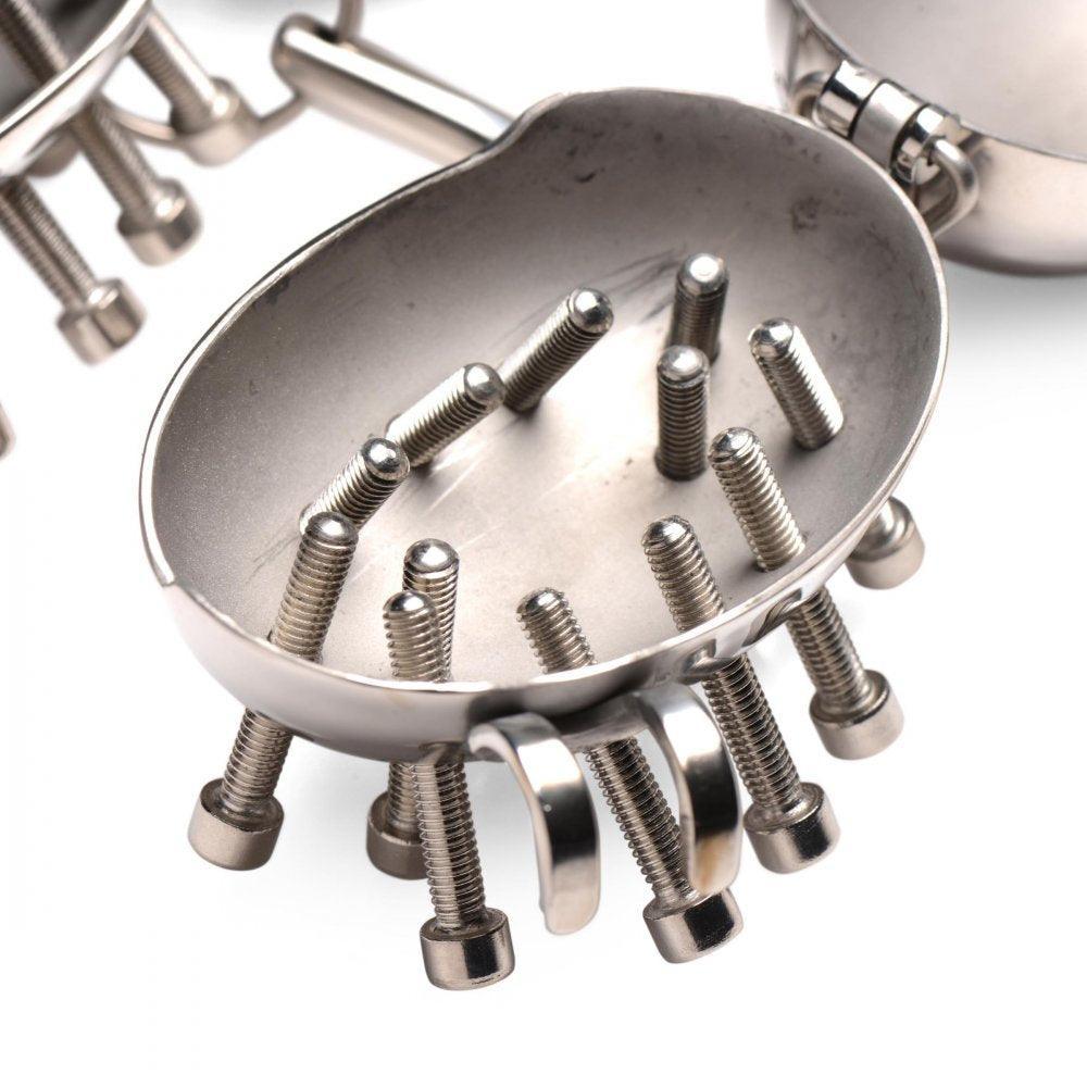 Stainless Steel Scrotum Egg Shells with Spikes - My Sex Toy Hub