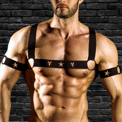 Star Boy Male Chest Harness With Arm Bands - Small/medium - Black - My Sex Toy Hub
