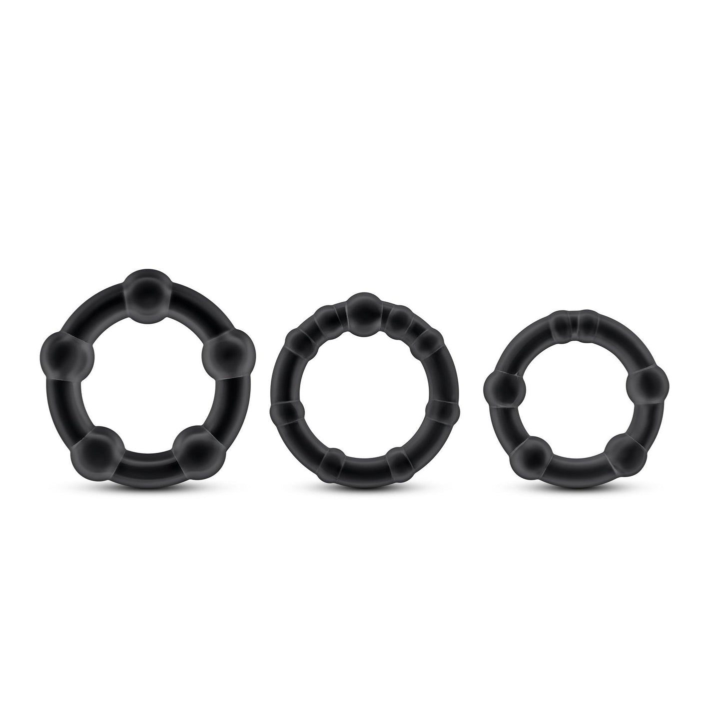 Stay Hard - Beaded Cock Rings - 3 Pack - Black - My Sex Toy Hub