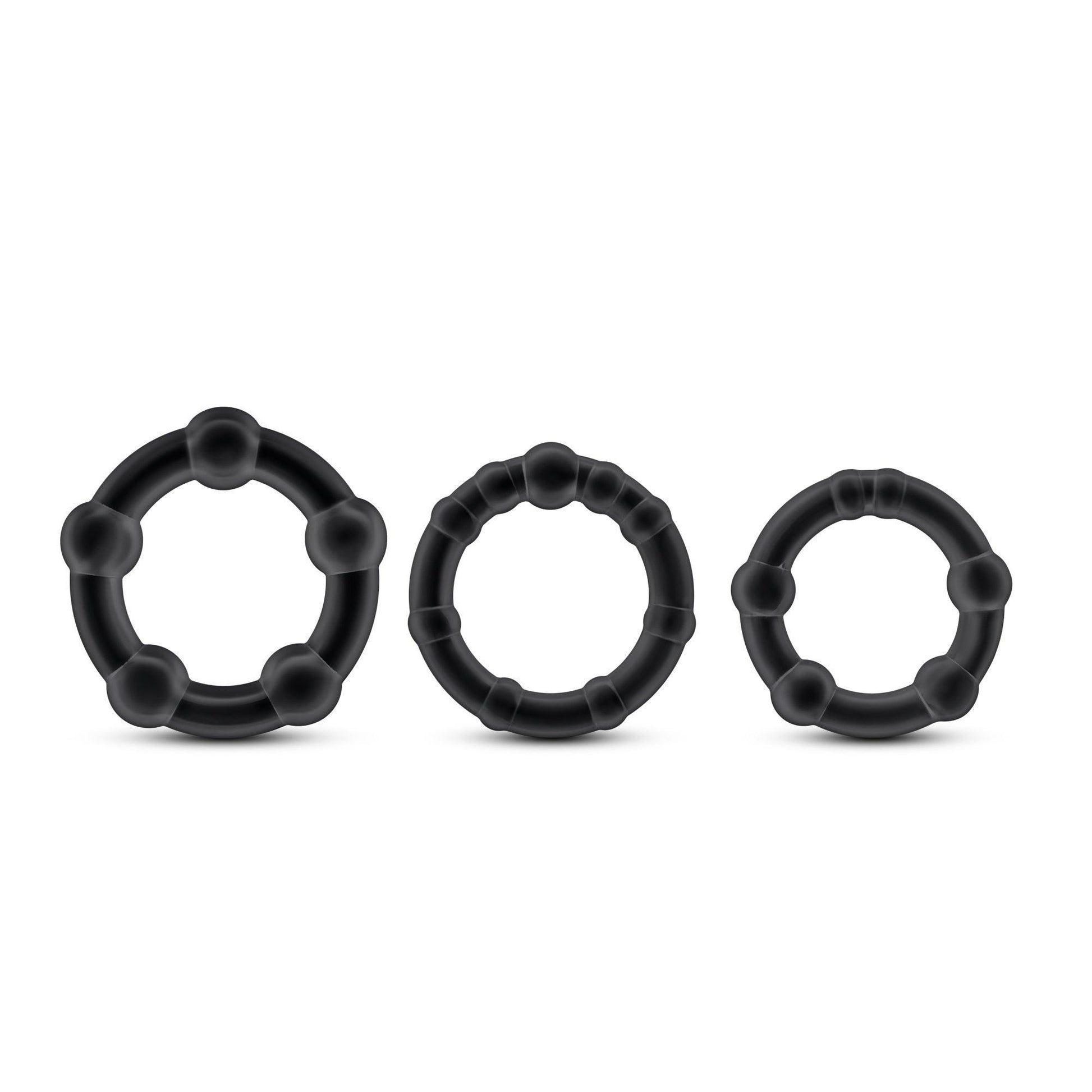 Stay Hard - Beaded Cock Rings - 3 Pack - Black - My Sex Toy Hub