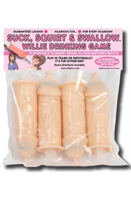 Suck, Squirt, & Swallow Willie Drinking Game - 4 Pack - My Sex Toy Hub