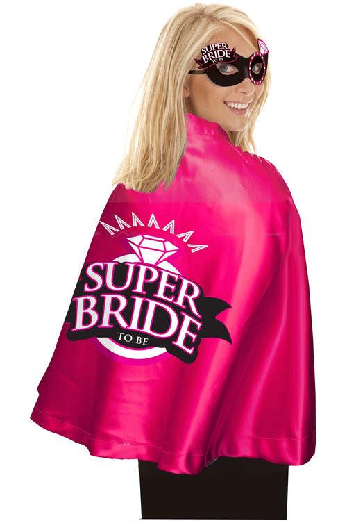 Super Bride Cape and Mask - Hot Pink/black - My Sex Toy Hub