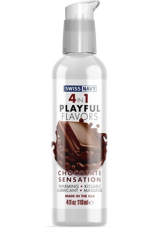 Swiss Navy 4-in-1 Playful Flavors - Chocolate Sensation - 4 Fl. Oz. - My Sex Toy Hub