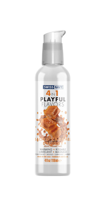 Swiss Navy 4-in-1 Playful Flavors - Salted Caramel Delight - 4 Fl. Oz. - My Sex Toy Hub