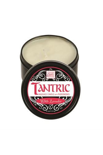 Tantric Soy Massage Candle With Pheromones White 4 Oz - Lavender - My Sex Toy Hub