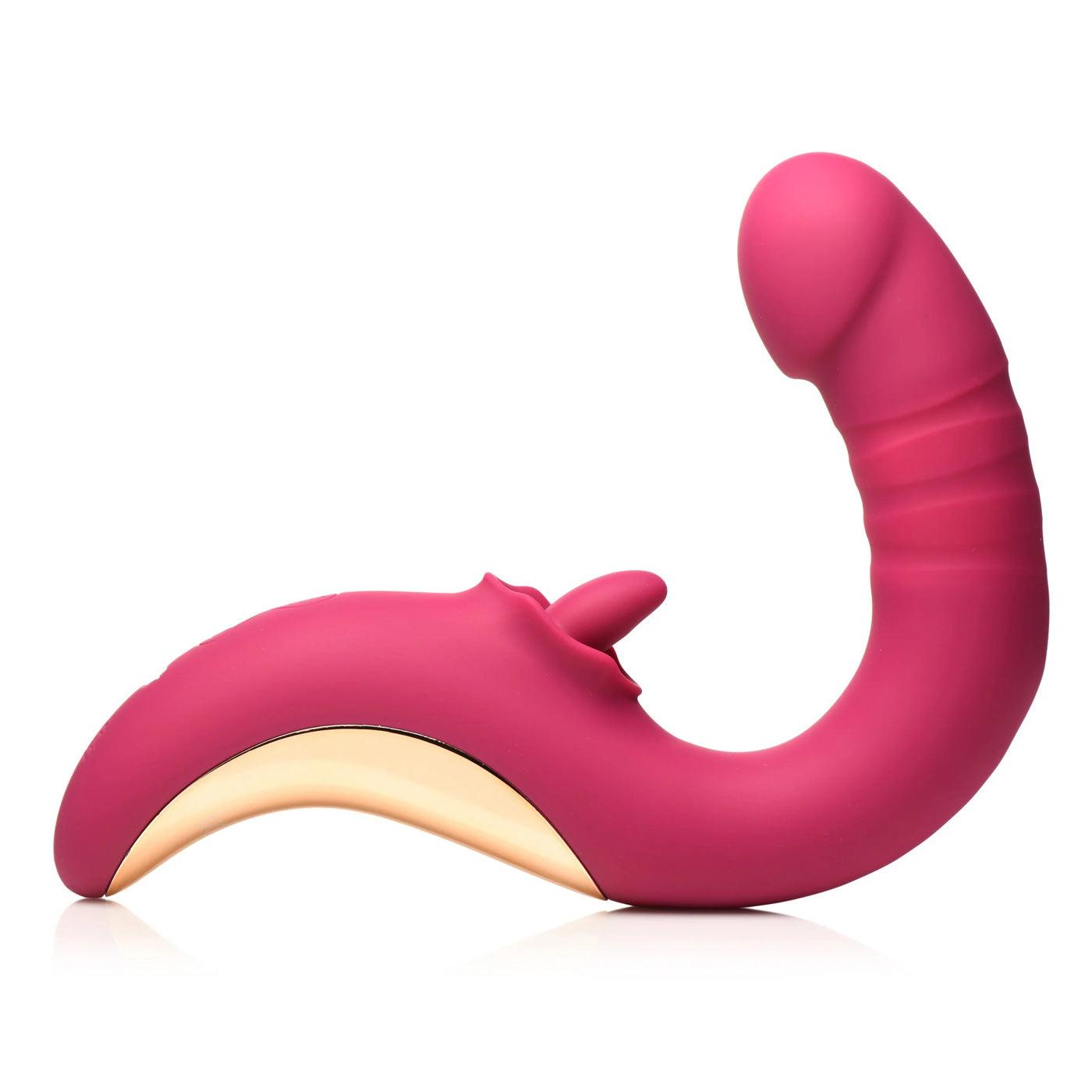 Tease and Please Thrusting and Licking Vibrator - Fuchsia - My Sex Toy Hub