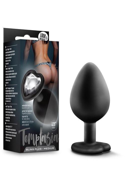 Temptasia - Bling Plug - Medium - Black - My Sex Toy Hub