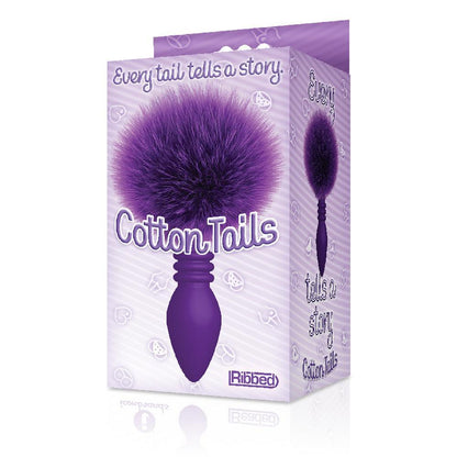 The 9's Cottontails Silicone Bunny Tail Butt Plug - Ribbed Purple - My Sex Toy Hub