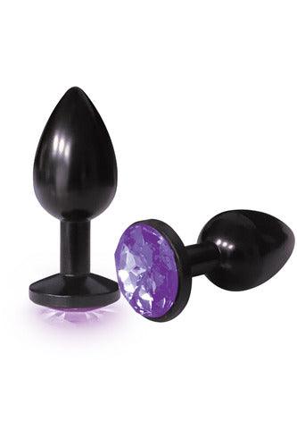 The 9's the Silver Starter Anodized Bejeweled Stainless Steel Plug - Violet - My Sex Toy Hub