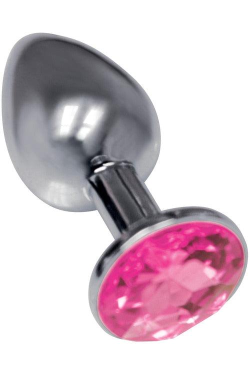 The 9's the Silver Starter Bejeweled Stainless Steel Plug - Pink - My Sex Toy Hub