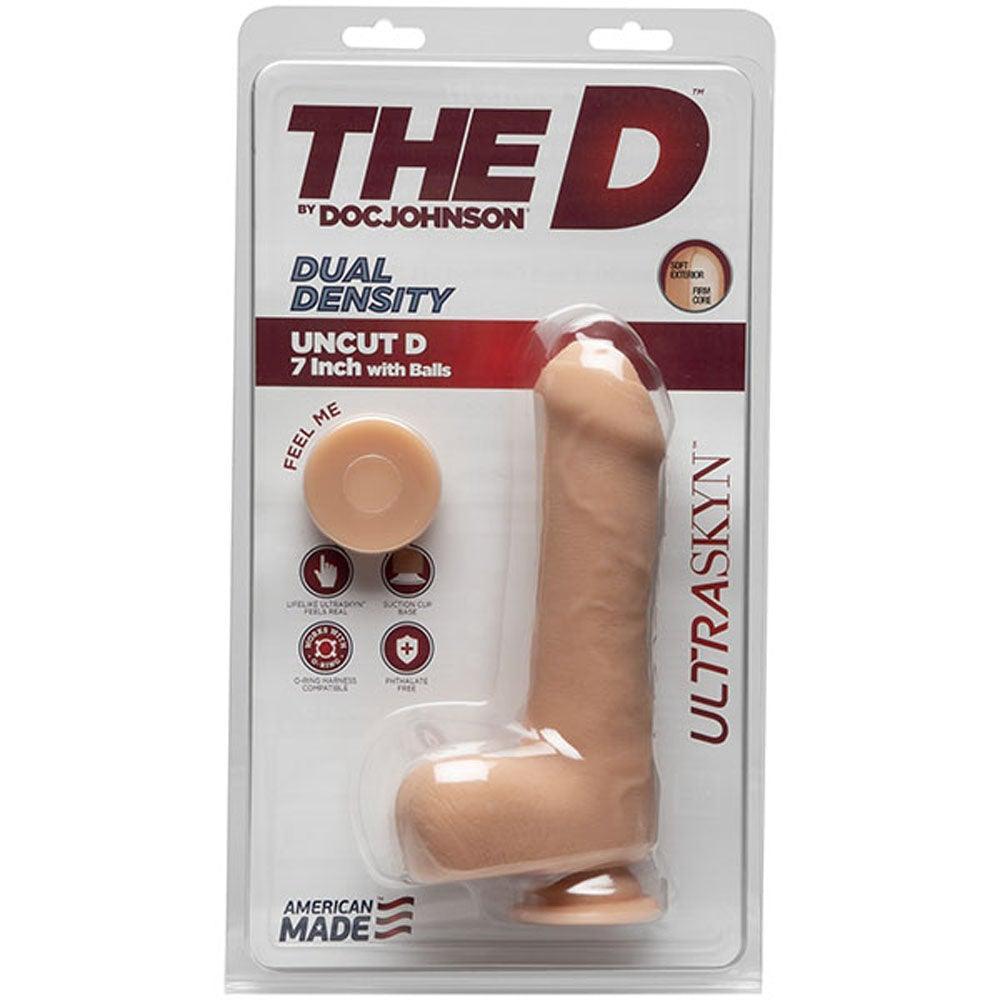 The D - Uncut D - 7 Inch With Balls - Ultraskyn - Vanilla - My Sex Toy Hub