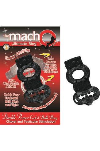 The Macho Collection Double Power Cock and Balls Rising - Black - My Sex Toy Hub