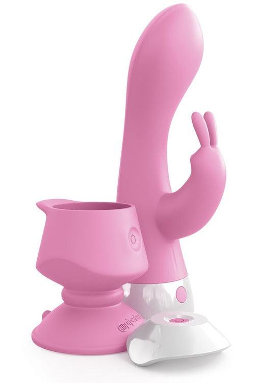 Threesome Wall Banger Rabbit Silicone Banger - Pink - My Sex Toy Hub