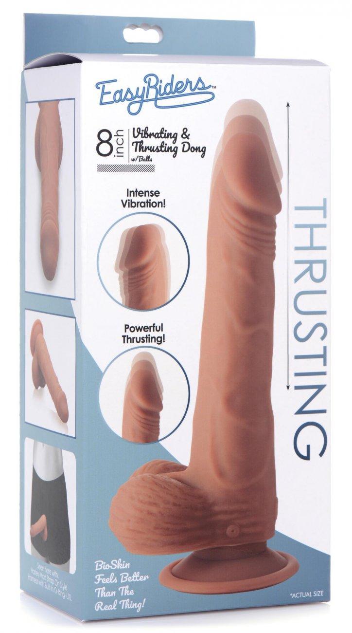 Thrusting and Vibrating 8 Inch Ultra Realistic Dildo - Tan - My Sex Toy Hub