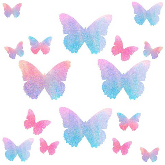 Tinky's Revenge Pink and Blue Holographic Blacklight Butterfly Nipple Sticker Crop Top - My Sex Toy Hub