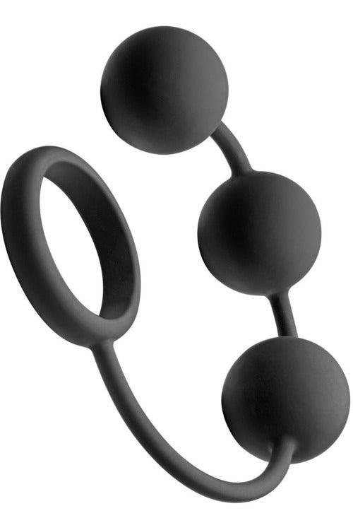 Tom of Finland Silicone Cock Ring With 3 Weighted Balls - My Sex Toy Hub
