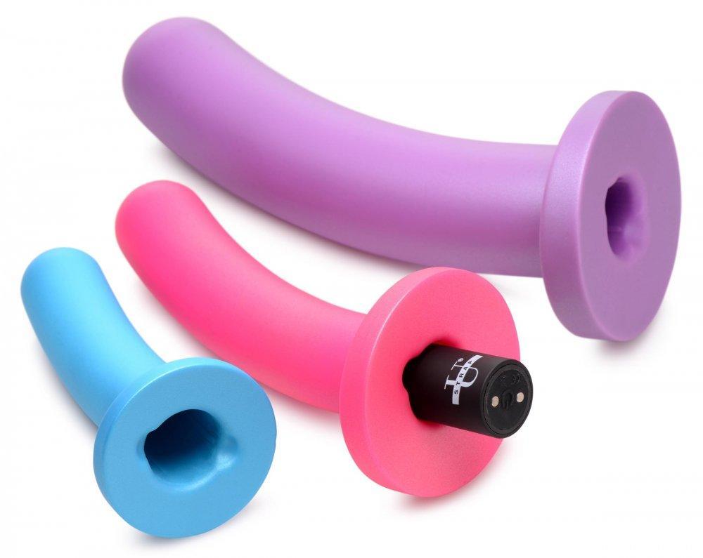 Triple Peg 28x Vibrating Silicone Dildo Set With Remote - My Sex Toy Hub