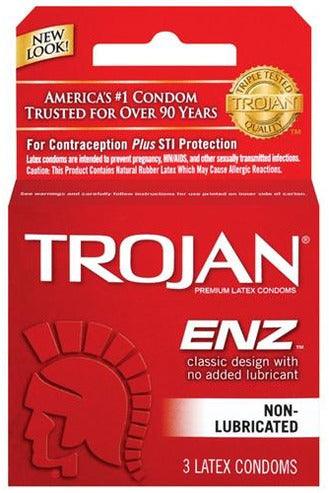 Trojan Enz Non-Lubricated Condoms - 3 Pack - My Sex Toy Hub