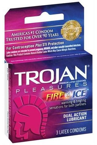 Trojan Fire and Ice Dual Action Lubricated Condoms - 3 Pack - My Sex Toy Hub