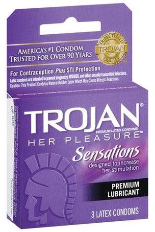 Trojan Her Pleasure Sensations Lubricated Condoms - 3 Pack - My Sex Toy Hub