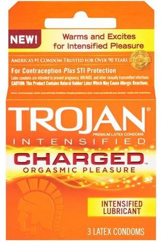 Trojan Intensified Charged Orgasmic Pleasure Condoms - 3 Pack - My Sex Toy Hub