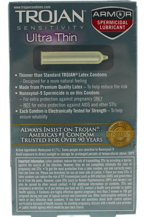 Trojan Sensitivity Ultra Thin Armor Spermicidal Lubricated Condoms 12 Pack - My Sex Toy Hub