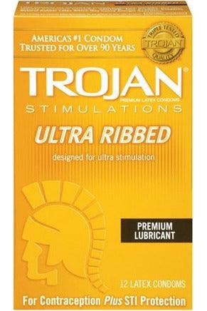 Trojan Stimulations Ulta Ribbed - 12 Pack - My Sex Toy Hub