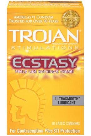 Trojan Stimulations Ultra Ribbed Ecstasy Ultrasmooth - 10 Pack - My Sex Toy Hub