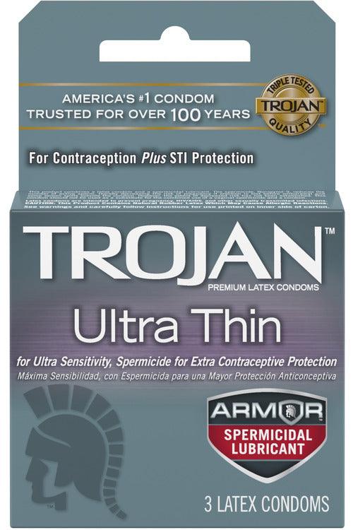 Trojan Ultra Thin Armor Spermicidal Condoms - 3 Pack - My Sex Toy Hub