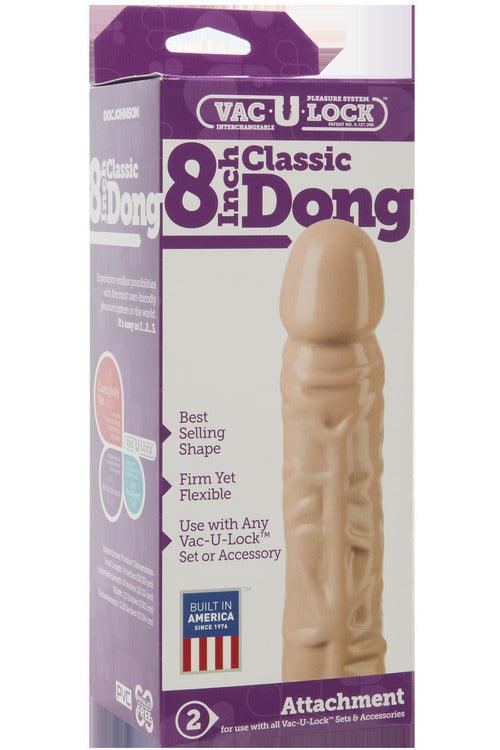 Vac-U-Lock 8 Inch Classic Dong - White - My Sex Toy Hub
