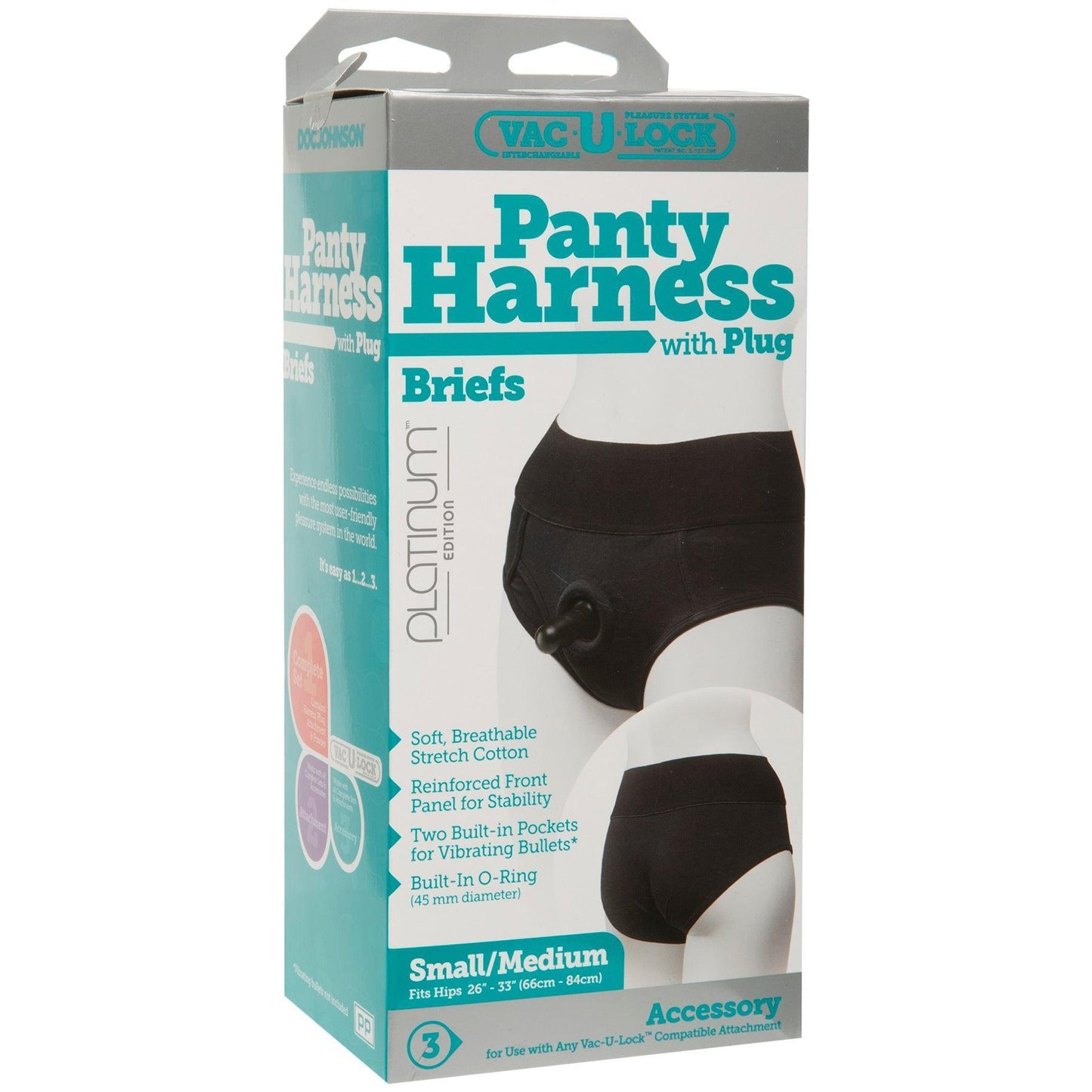 Vac- U- Lock Panty Harness With Plug - Briefs - S/ M - My Sex Toy Hub