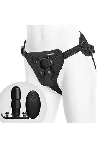Vac-U-Lock - Supreme Harness With Vibrating Plug - Black - My Sex Toy Hub