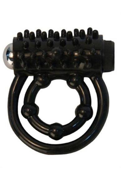 Vibrating Double Cock Ring - Black - My Sex Toy Hub