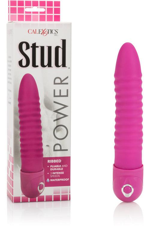 Waterproof Power Stud Ribbed Vibe - Pink - My Sex Toy Hub