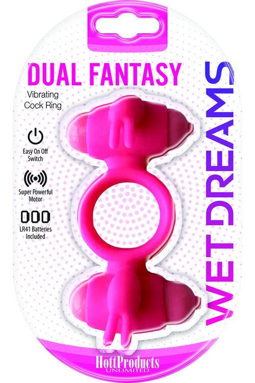 Wet Dreams - Dual Fantasy Cock Ring With Turbo Motors - Pink - My Sex Toy Hub