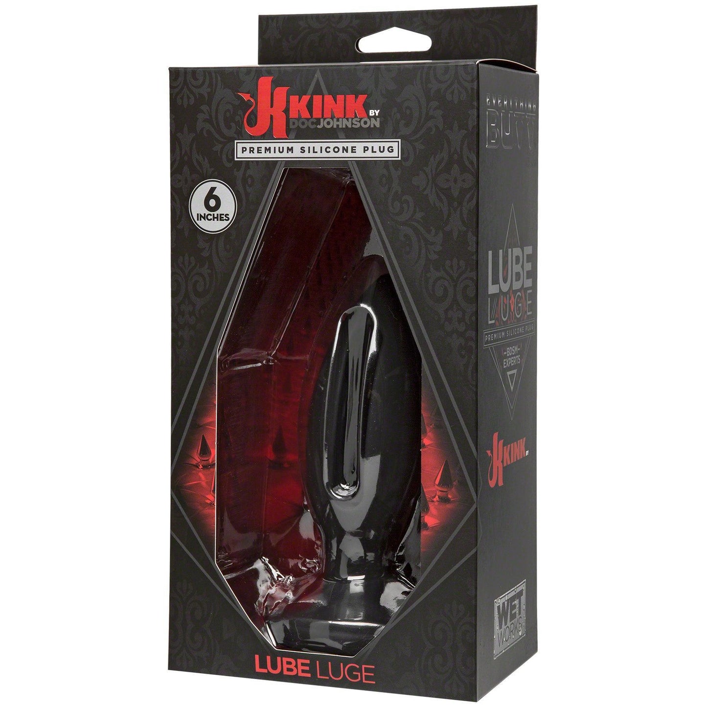Wet Works - Lube Luge - Premium Silicone Plug - 6 Inch - Black - My Sex Toy Hub