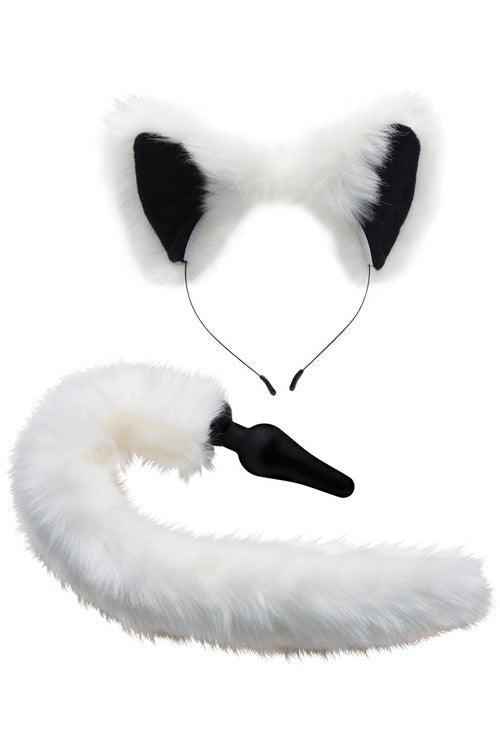 White Fox Tail Anal Plug and Ears Set - My Sex Toy Hub