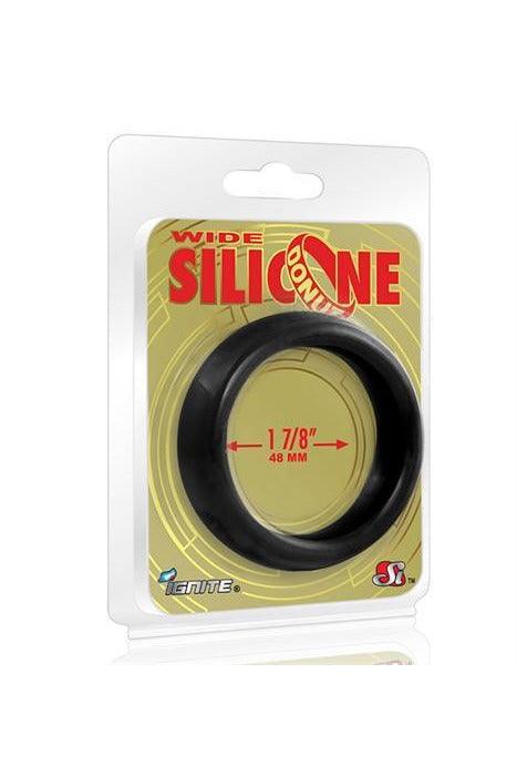 Wide Silicone Donut - Black - 1.88-Inch Diameter - My Sex Toy Hub