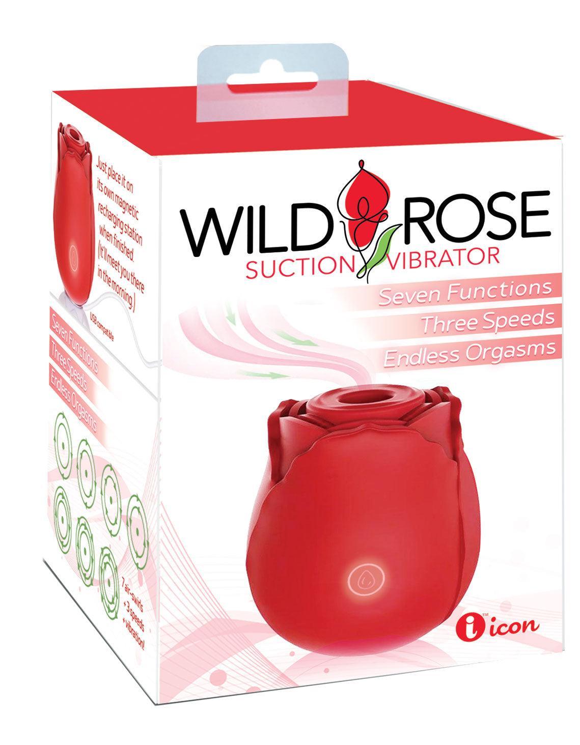 Wild Rose Suction Vibrator - Red - My Sex Toy Hub